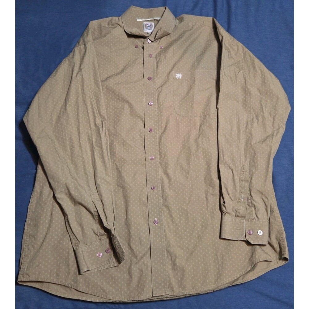 Cinch Men’s XL Down Shirt Brown Geometric Long Sleeve Western Cowboy